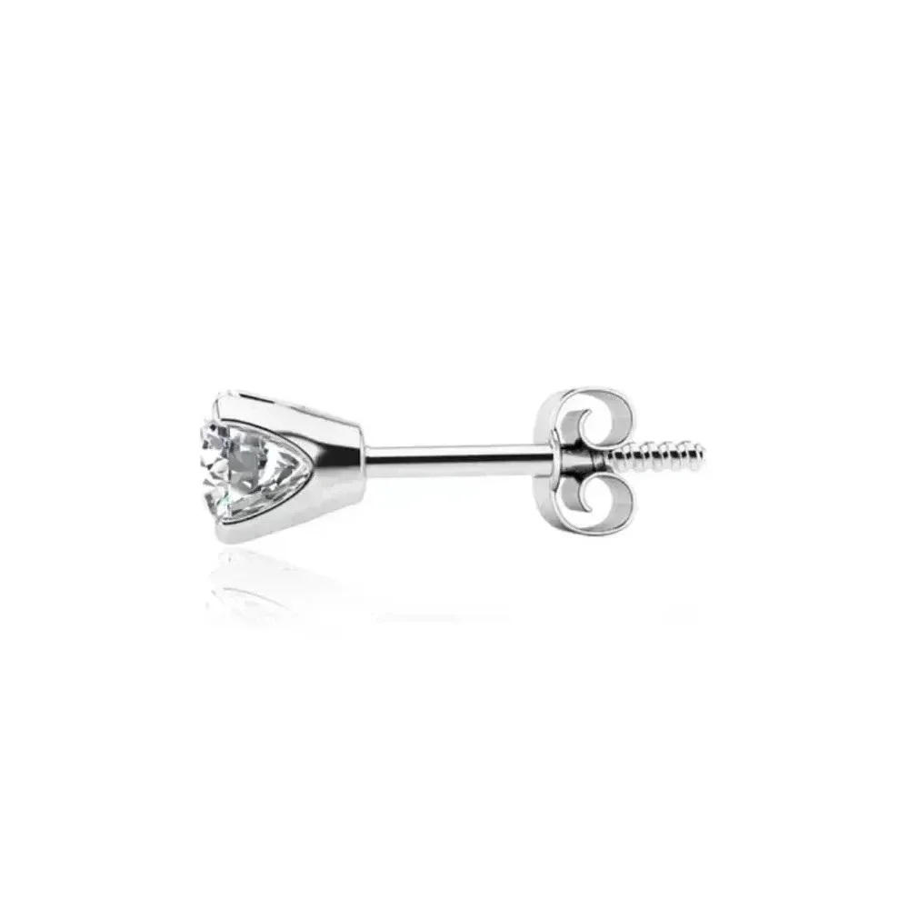 1/4 Carat Real Diamond Stud Earring 14K White Gold filled - Picture 2 of 5
